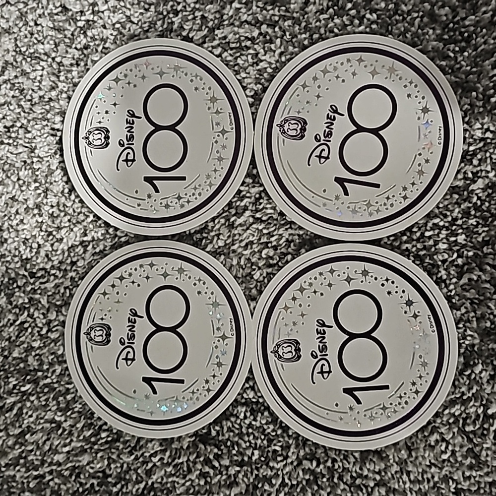 Disney 100th Year Anniversary Club 33 Foil Embossed Paper Coasters Set Of 4
